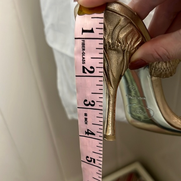 Prada Gold Leather Sling Back Heels - Picture 14 of 15